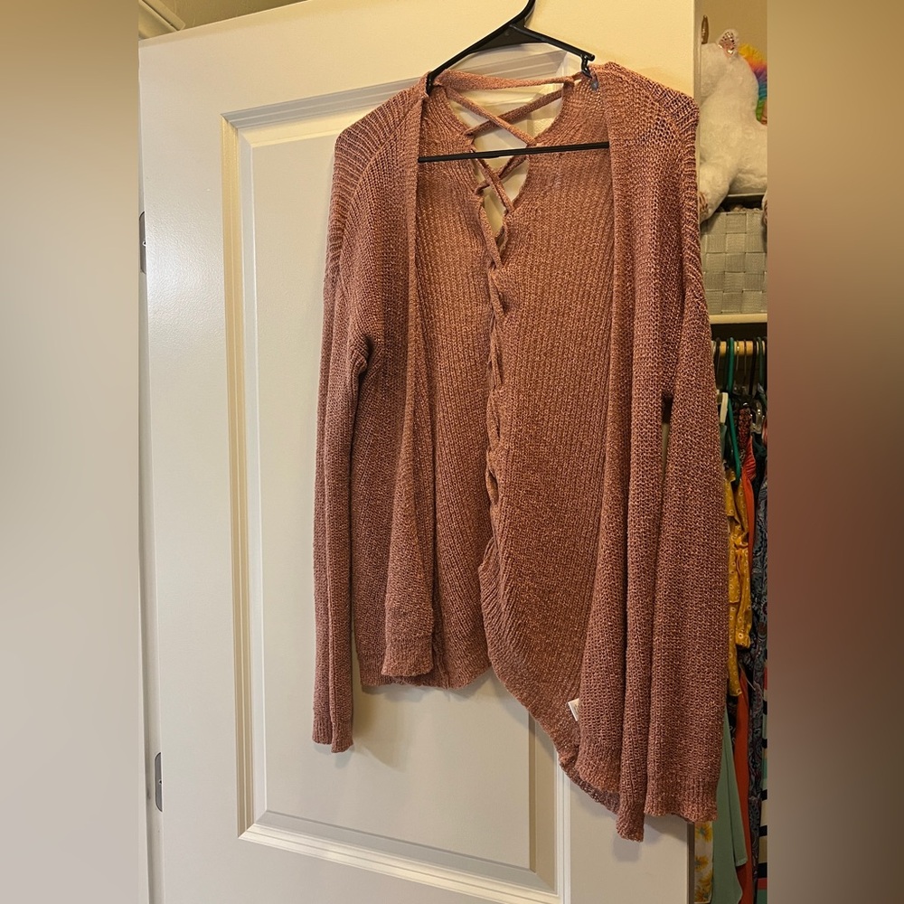 Women's Knit Sweater with Lace-Up Back